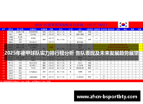 2025年德甲球队实力排行榜分析 各队表现及未来发展趋势展望